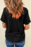 Letter Graphic Round Neck Short Sleeve T-Shirt - felvior