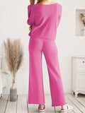 Long Sleeve Lounge Top and Drawstring Pants Set - felvior