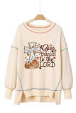 High-Low Contrast Stitching Round Neck Sweatshirt - felvior