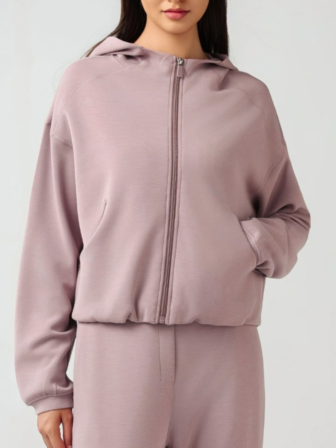 Millennia Zip Up Dropped Shouder Active Hooded - felvior