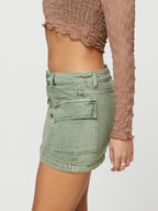 Mini Cargo Denim Skirt with Pockets