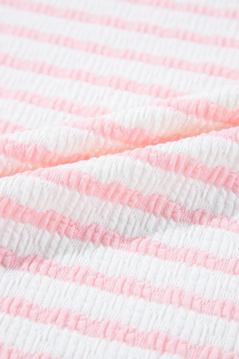 Stripe Knitted Short Sleeve Top and Drawstring Shorts Set