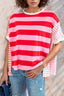 Stripe Side Slit Round Neck T-Shirt