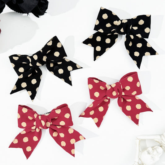 2-Piece Polka Dot Bow Hair Clip - felvior