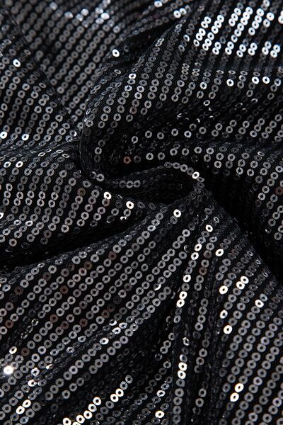 Sequin Surplice Long Sleeve Bodysuit - felvior