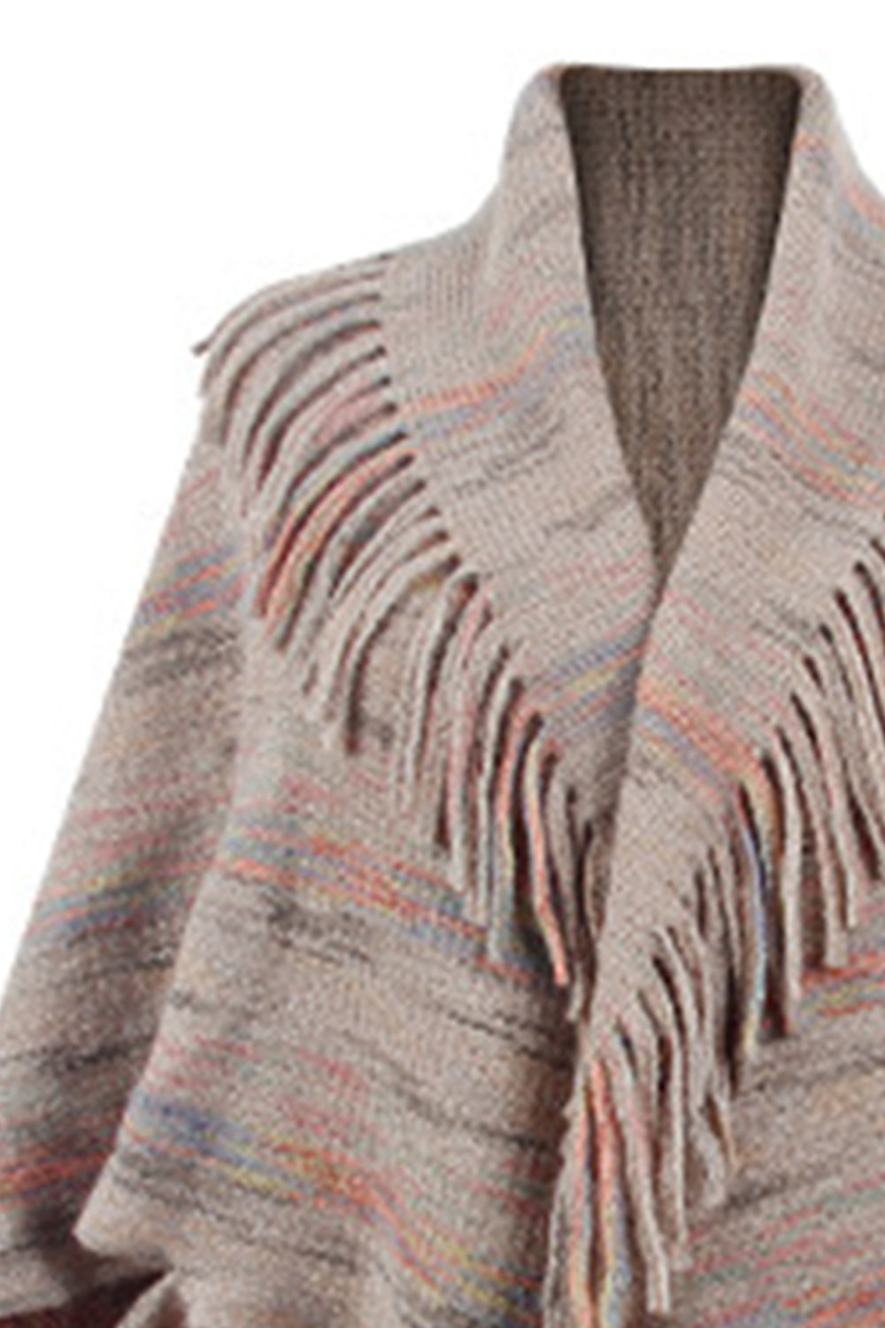 Fringe Detail Printed Poncho - felvior