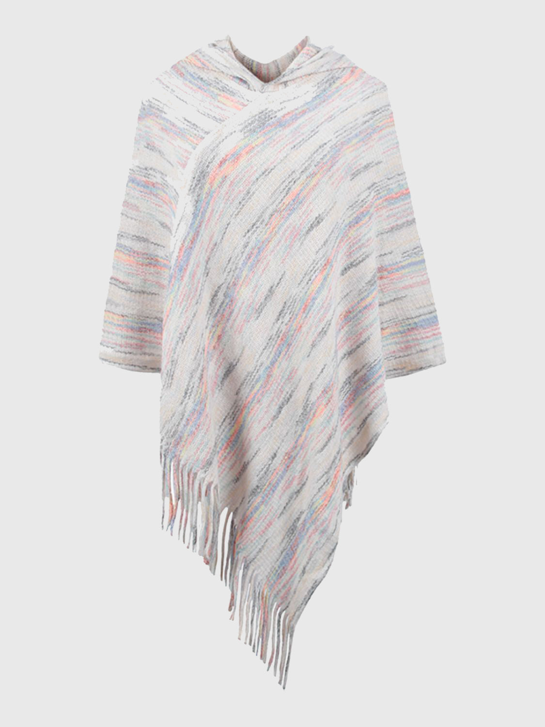 Fringe Hem Hooded Poncho - felvior