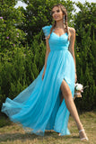 Asymmetrical Ruched Slit Dress - felvior