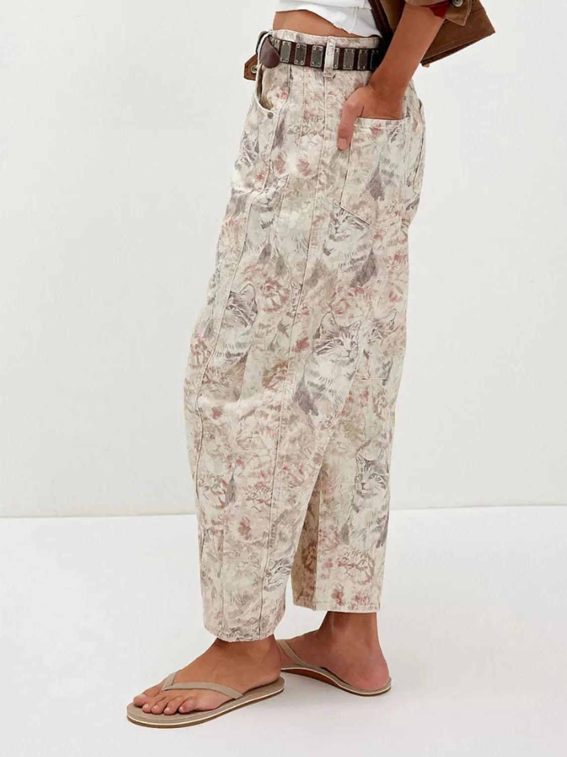 Printed Wide Leg Jeans - felvior