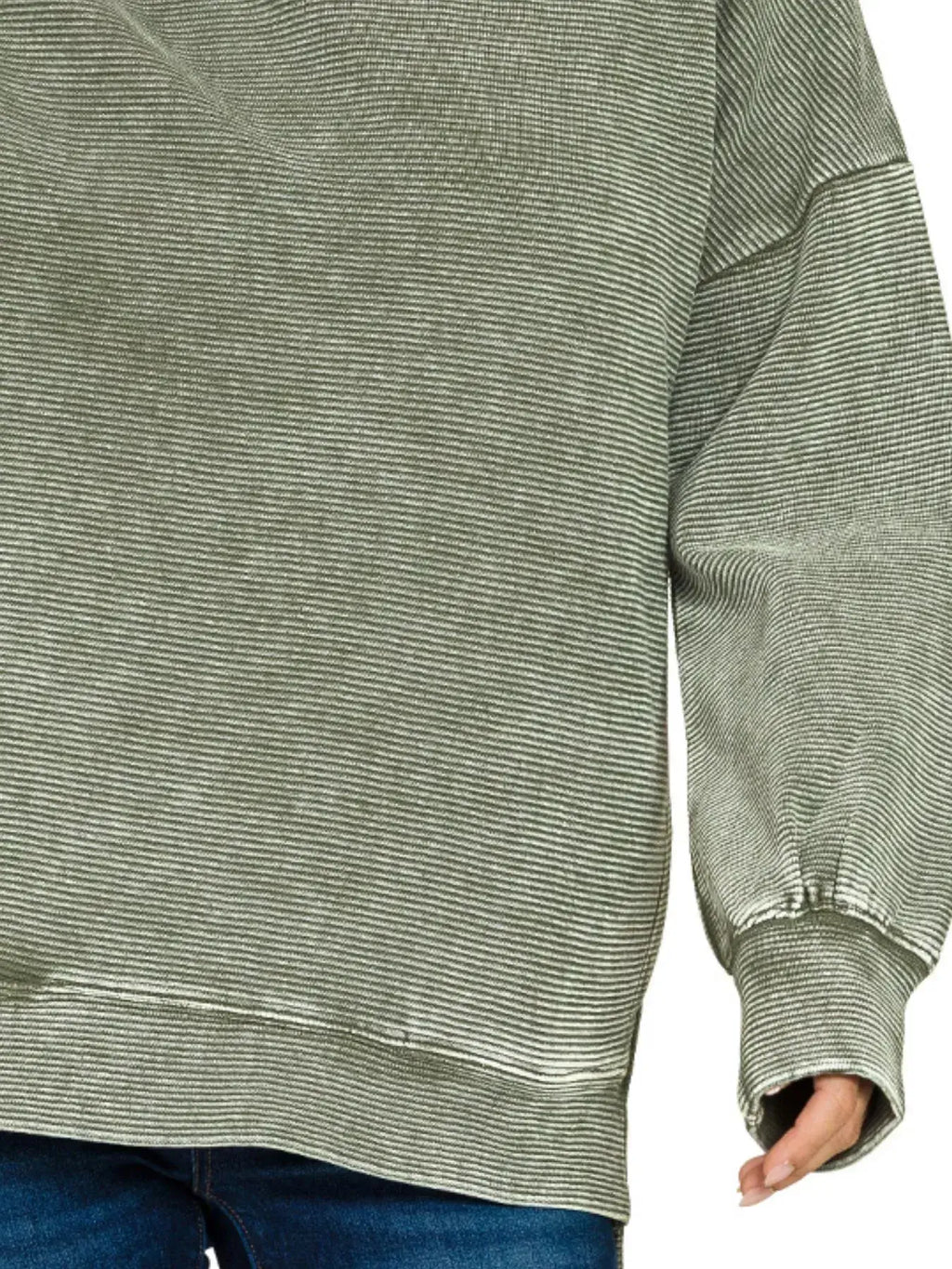 Zenana Full Size Acid Washed Double Ribbed Hi-low Sweatshirt Plus Size