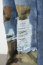 Men's Distressed Camouflage Jeans