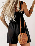 Full Size Smocked Wide Strap Romper Plus Size