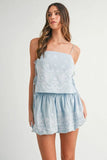 MABLE Embroidered Crop Cami and Balloon Mini Skirt Set - felvior