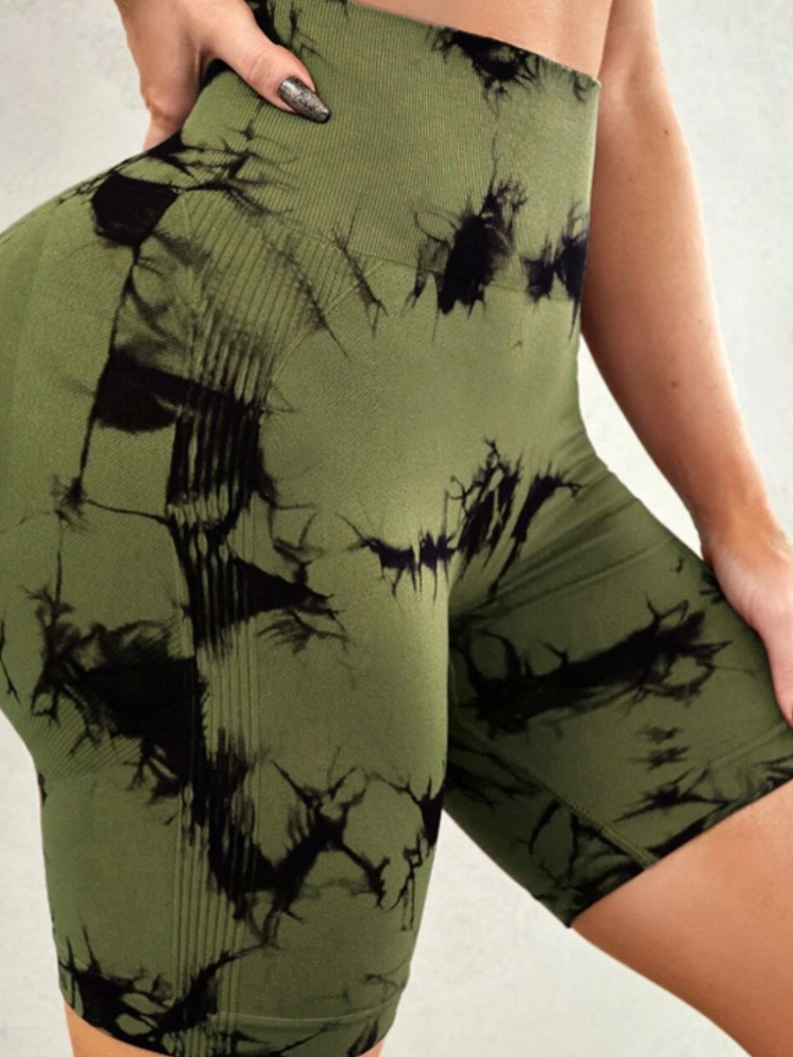 Tie-Dye High Waist Active Shorts - felvior