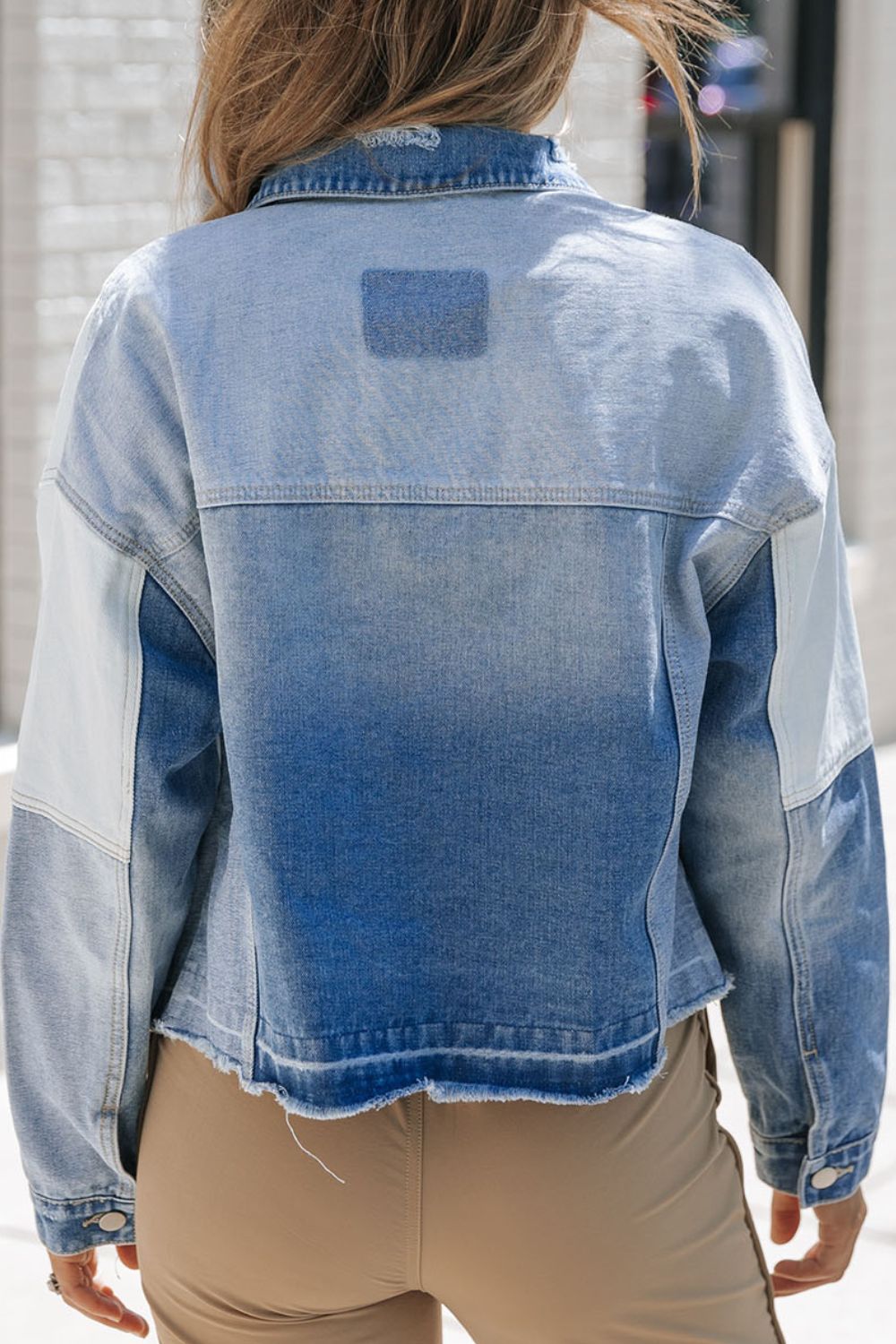 Distressed Button Up Drop Shoulder Denim Jacket - felvior