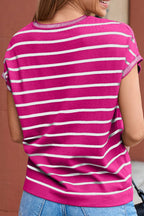 Striped Short Sleeve Knit Top