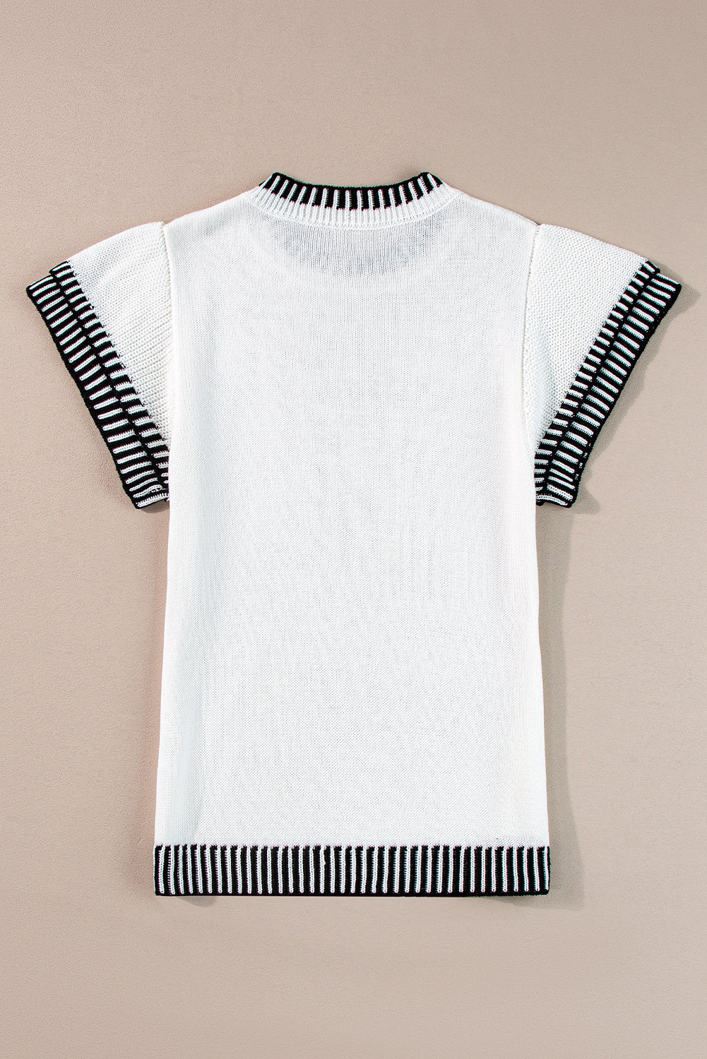 Round Neck Short Sleeve Knit Top - felvior
