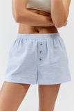 Striped Elastic Waist Shorts - felvior