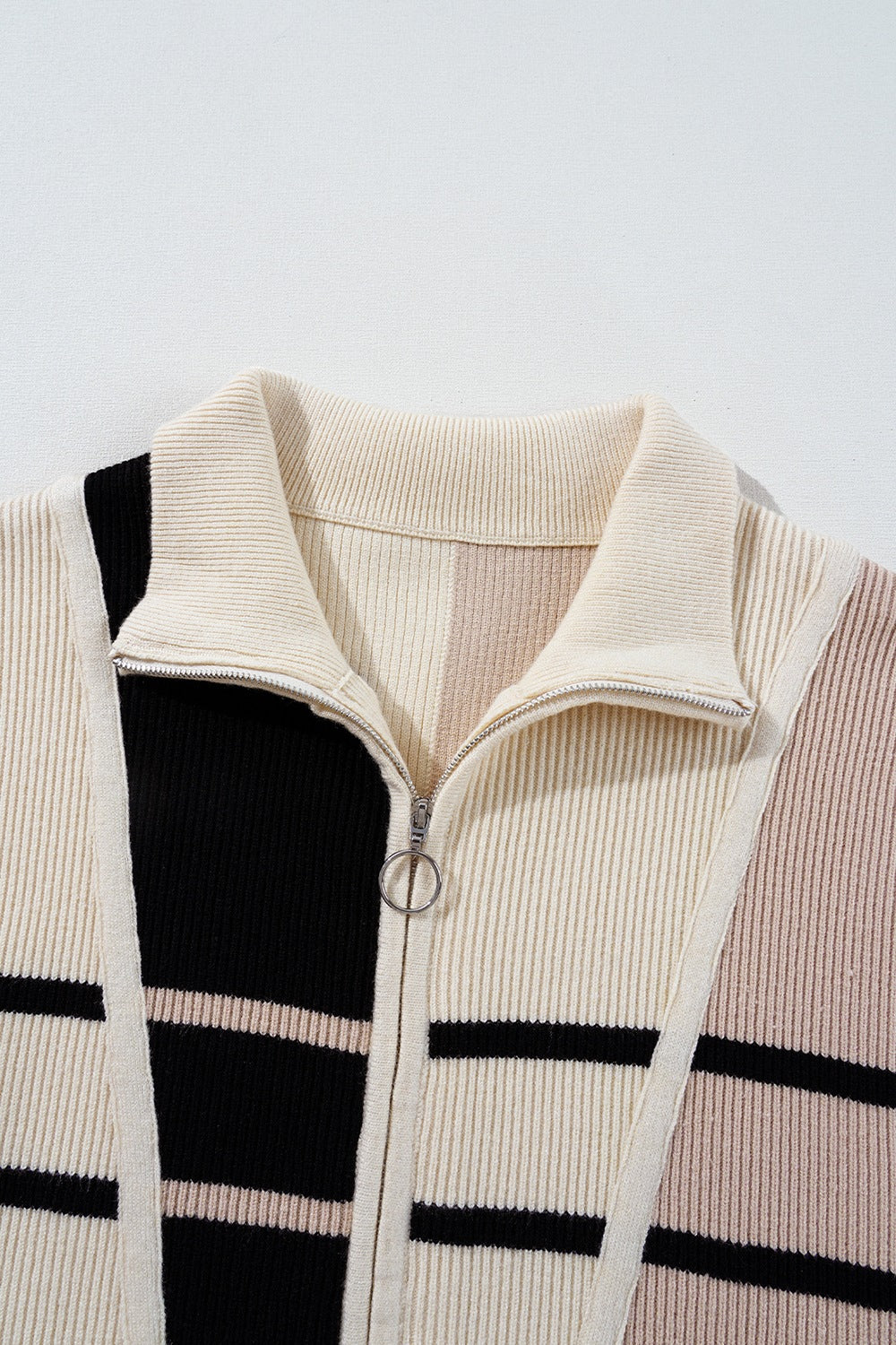 Striped Quarter Zip Cap Sleeve Sweater Dress - felvior