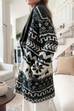 Snowflakes Collared Neck Long Sleeve Cardigan - felvior