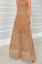 Hollowed-Out Sleeveless Maxi Dress