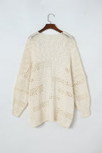 Openwork Open Front Long Sleeve Cardigan