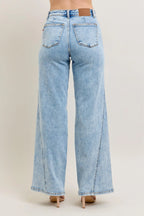 Judy Blue Full Size High Waist Wide Leg Jeans with Skewed Inseam Plus Size