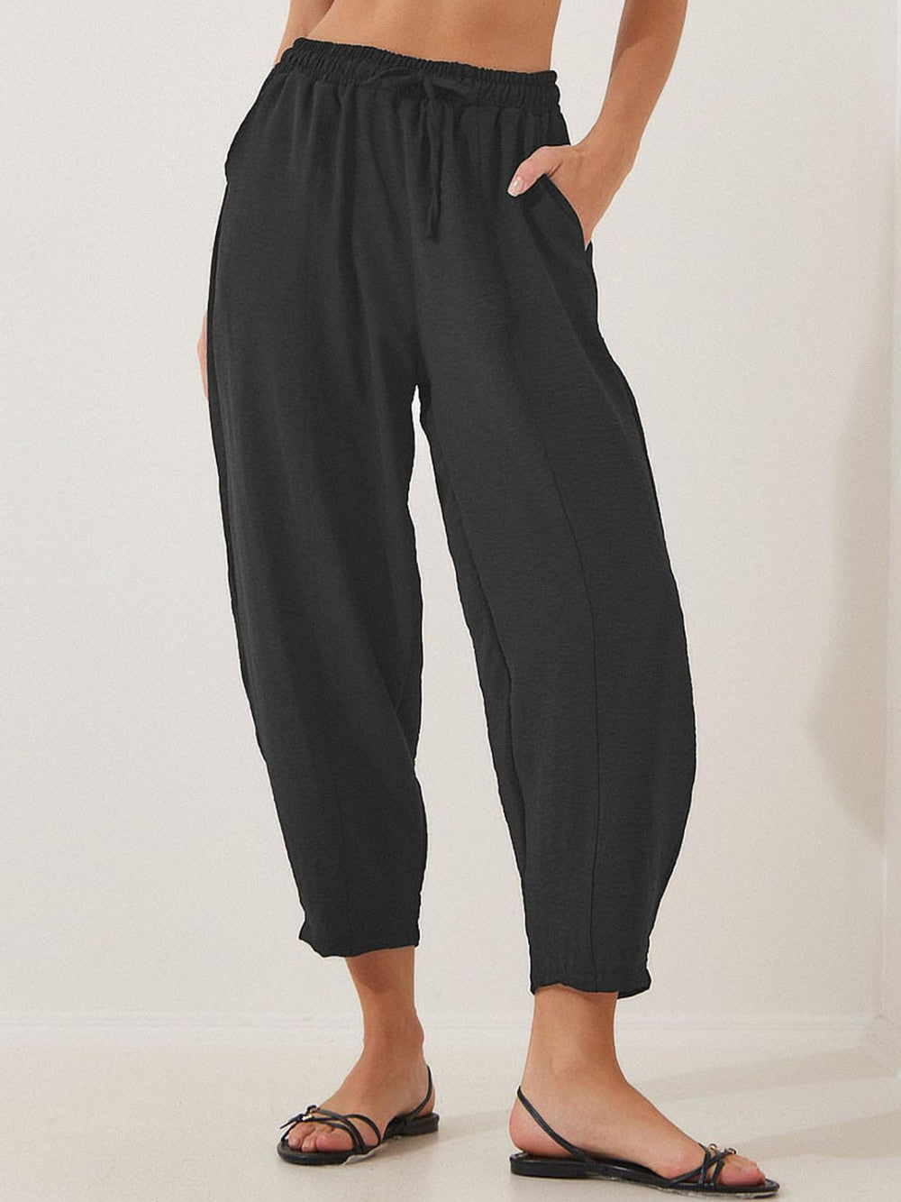 Full Size Drawtising Cropped Jogger Pants Plus Size