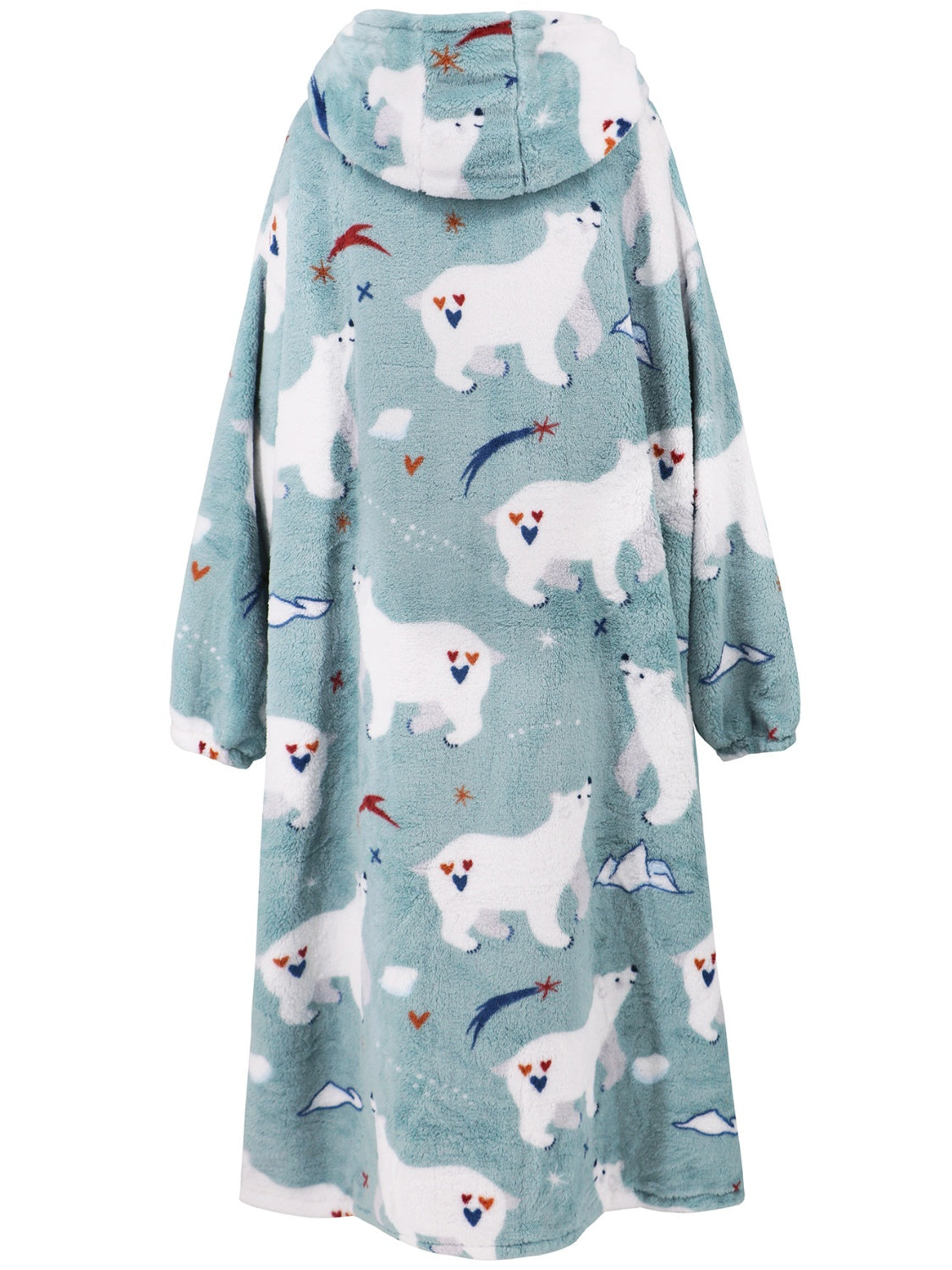 Fuzzy Pocketed Long Sleeve Hooded Lounge Dress - felvior