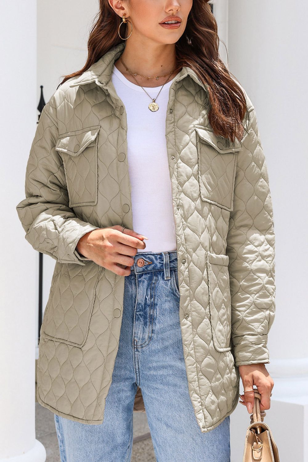 Snap Down Collared Winter Coat - felvior