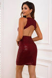 Sequin Cutout Sleeveless Dress - felvior