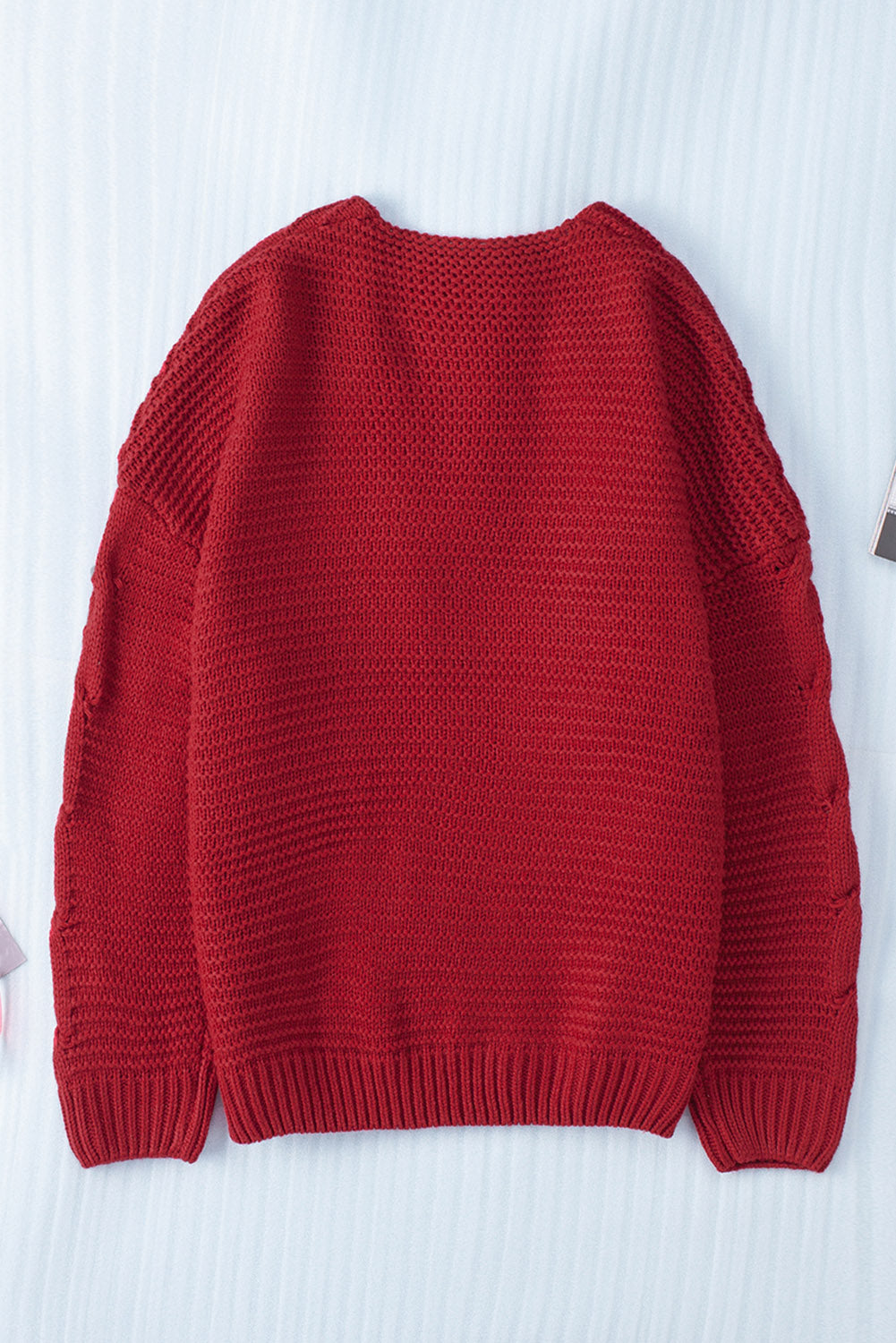 Cable-Knit Open Front Cardigan - felvior
