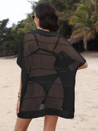 Hollow Out Collared Neck Cover-Up