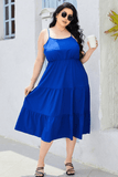 Plus Size Spaghetti Strap Tiered Dress - felvior