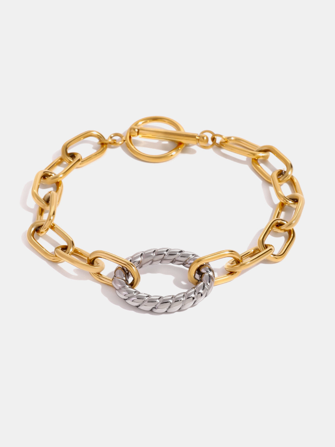 Two-Tone Stainless Steel Chain Bracelet - felvior