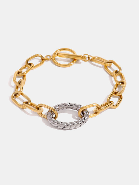 Two-Tone Stainless Steel Chain Bracelet - felvior