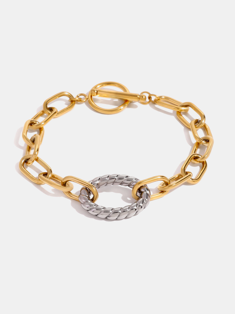 Two-Tone Stainless Steel Chain Bracelet - felvior