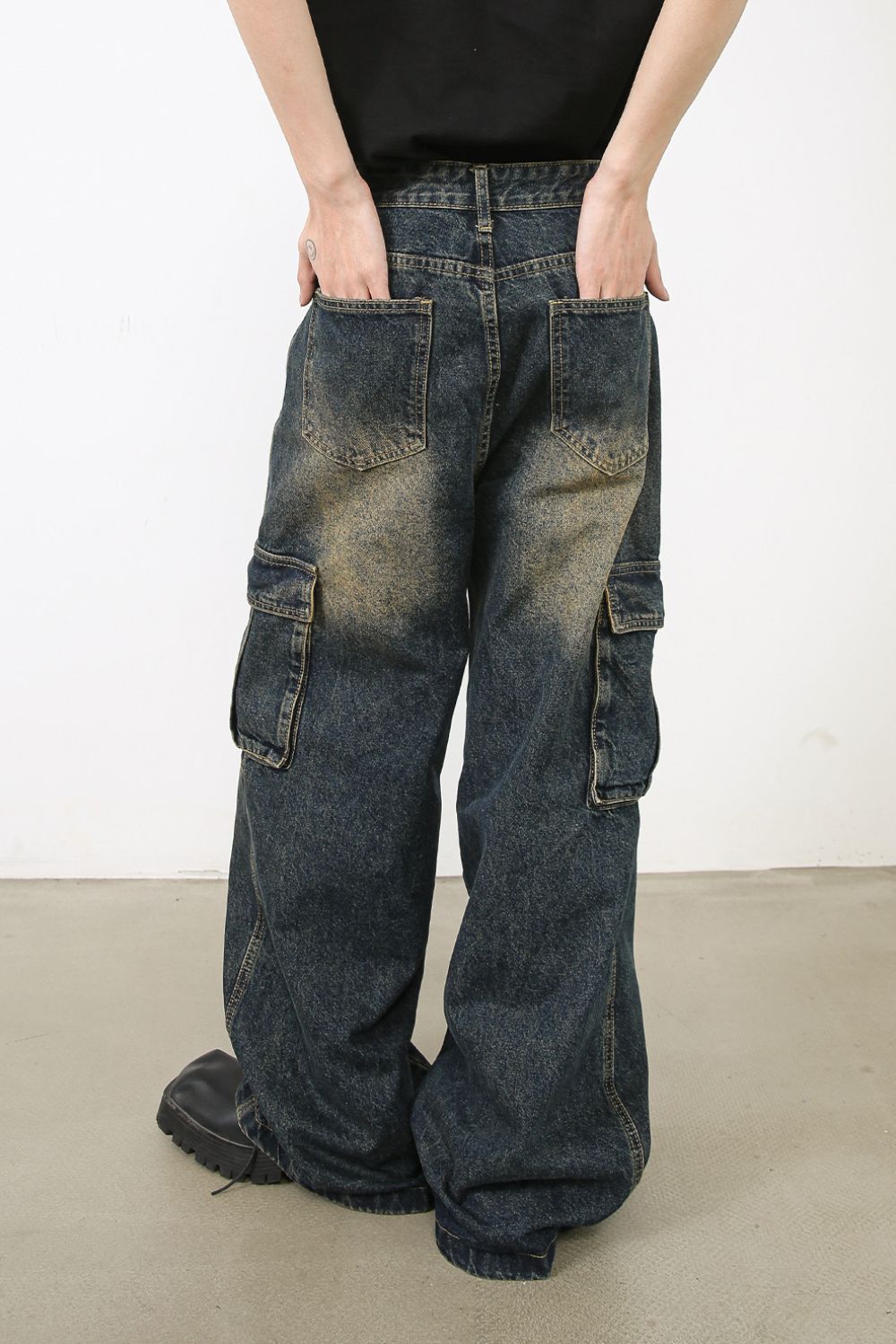 Men's Wide Leg Cargo Jeans - felvior