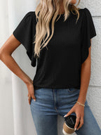 Round Neck Flutter Sleeve T-Shirt