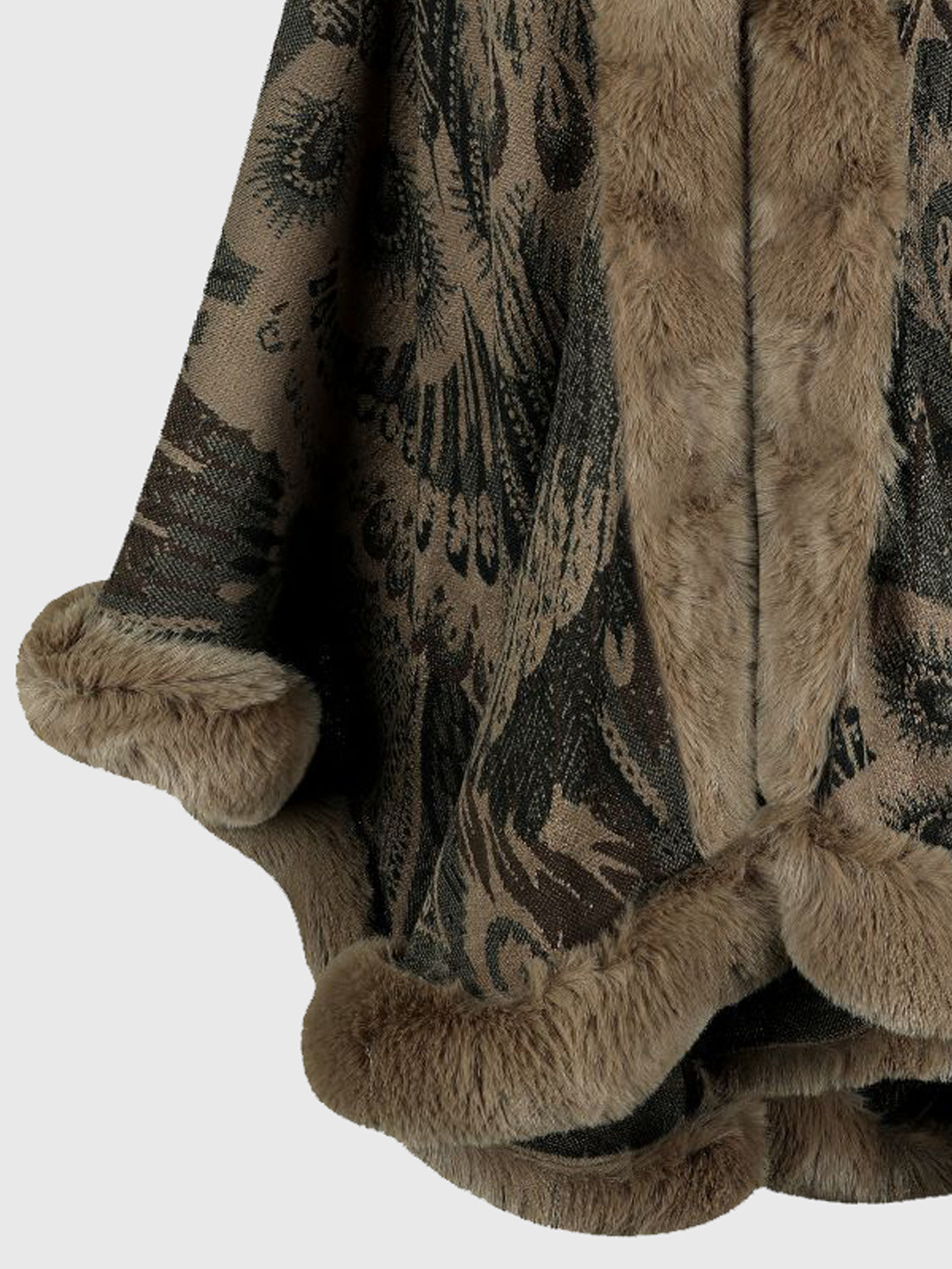 Printed Open Front Poncho - felvior