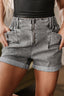 Zipped Cuffed Edge Denim Shorts