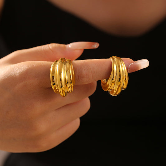 18K Gold-Plated Titanium Steel Open Ring - felvior