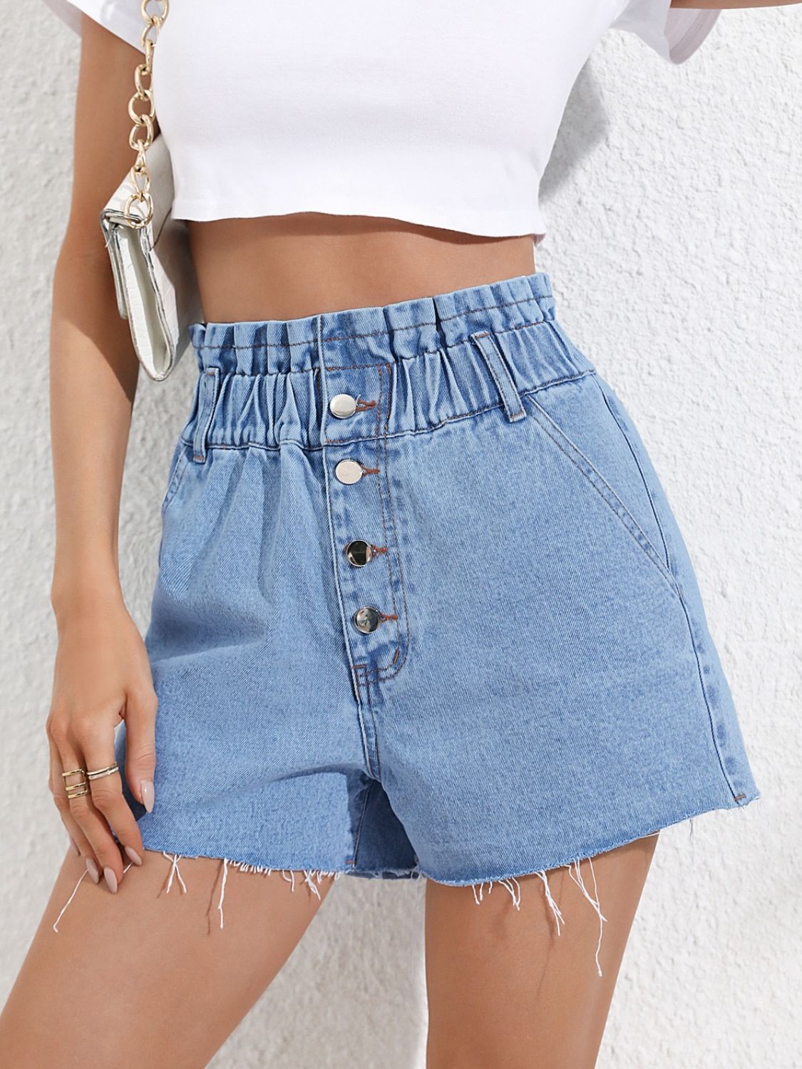 Denim Shorts with Pockets - felvior