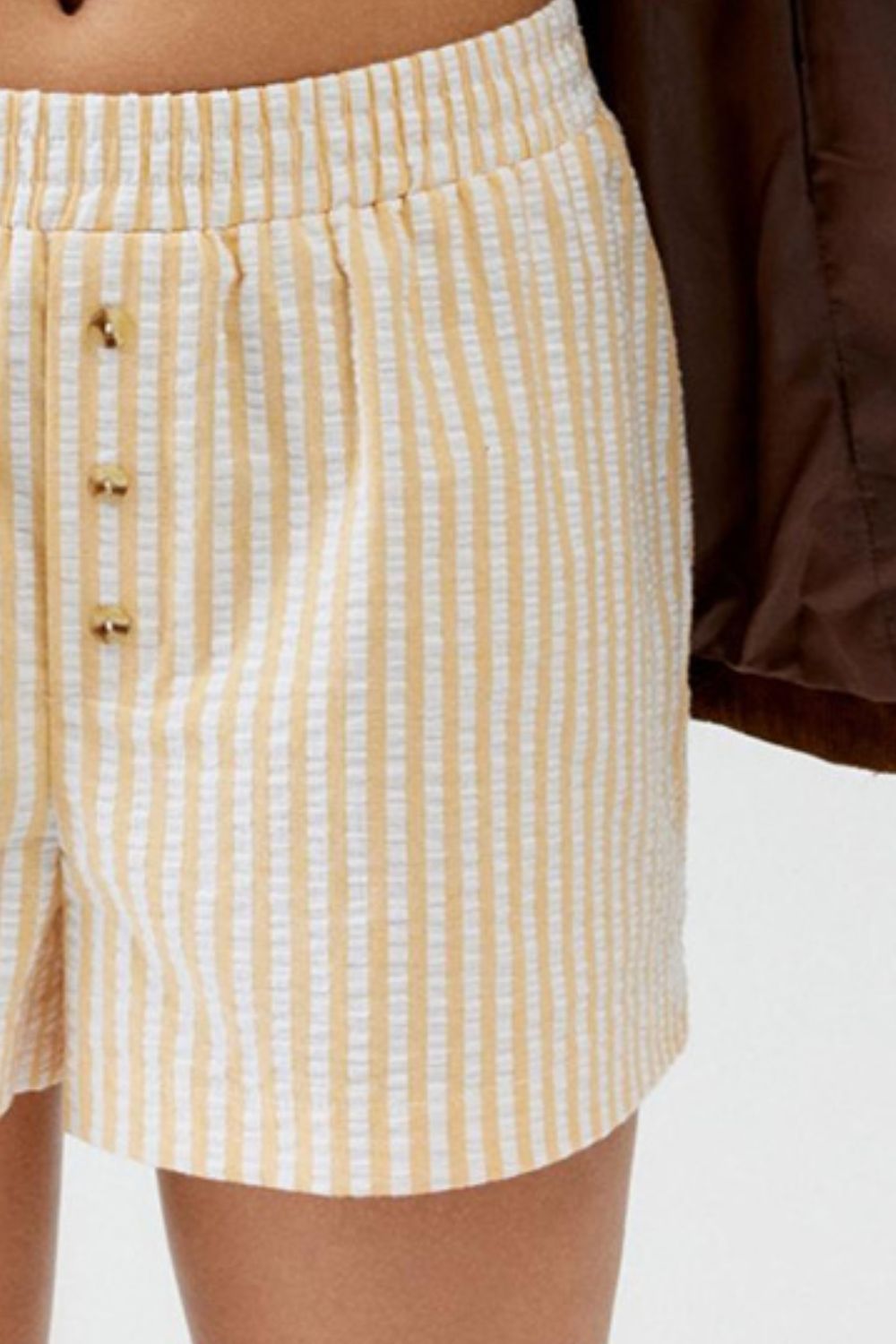 Striped Elastic Waist Shorts - felvior