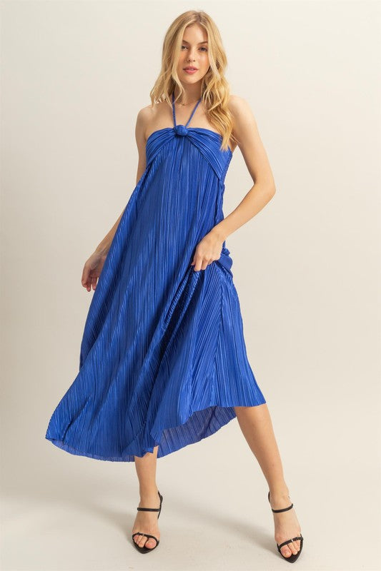 HYFVE Knotted Detail Halter Neck Flowy Maxi Dress - felvior