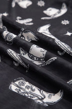 Western Pattern Mesh Sheer Crew Neck Top