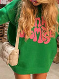 PINKY PROMISE Round Neck Drop Shoulder Sweater - felvior