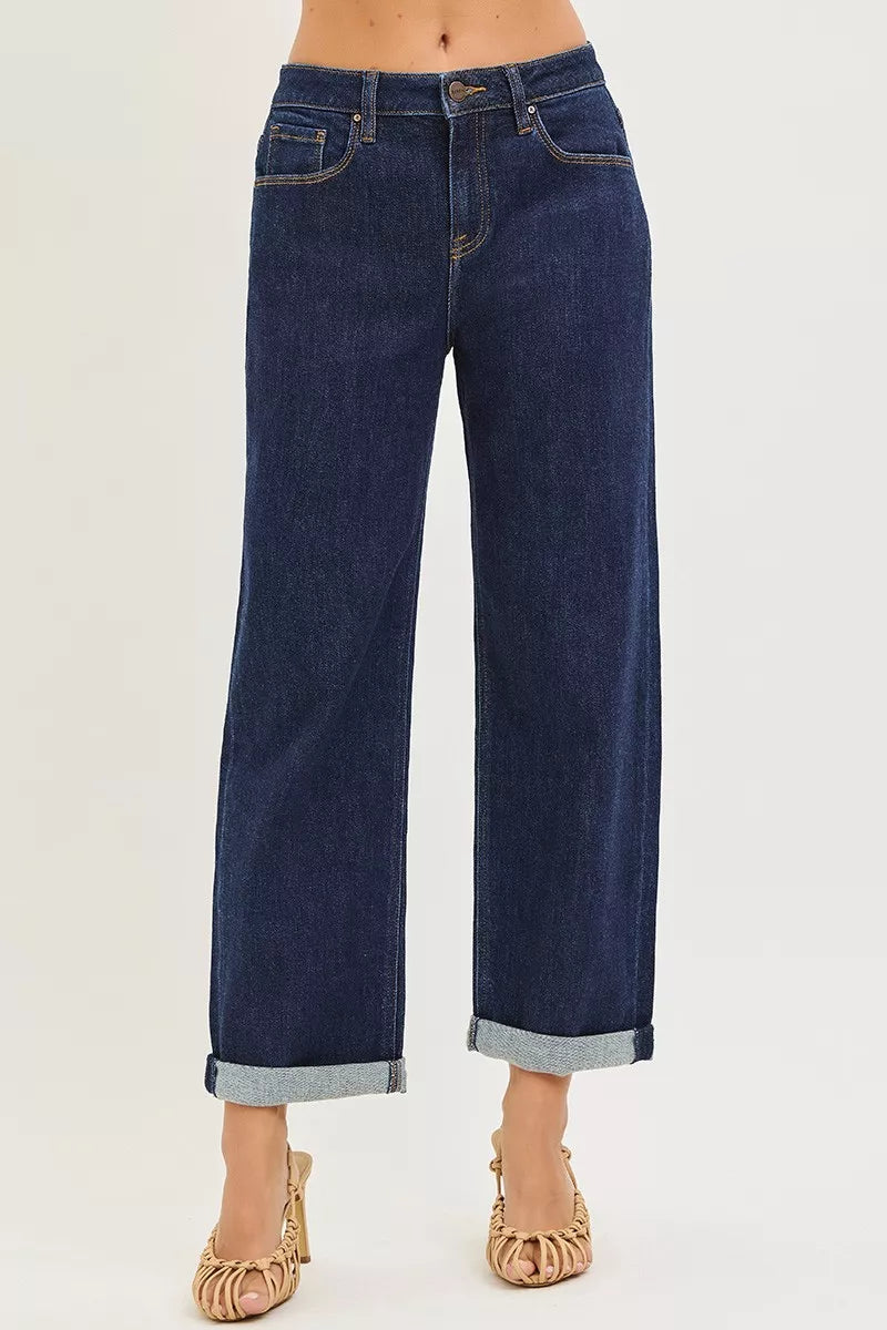 RISEN Slouchy Cropped  Boyfriend Jeans With Cuffed Hem Secondary image
