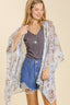 Umgee Full Size Sheer Mixed Print Kimono with Side Slit Plus Size