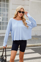 Cutout Back Round Neck Long Sleeve T-Shirt